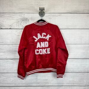 Street Leisure Women's Red White Varsity Jack & Coke Sporty Satin Jacket Size XS